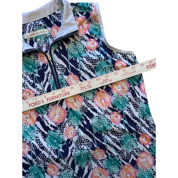 Pebble Beach Performance Sleeveless‎ Golf Top L 1/4 Zip Dry-Luxe Floral Print - Picture 4 of 7